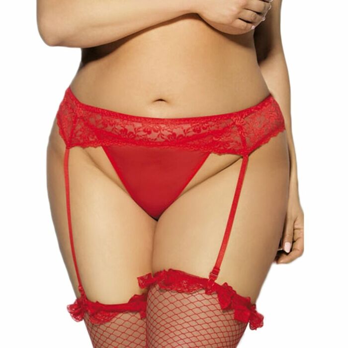 String lingerie Queen et porte-jarretelles motifs floraux grande taille