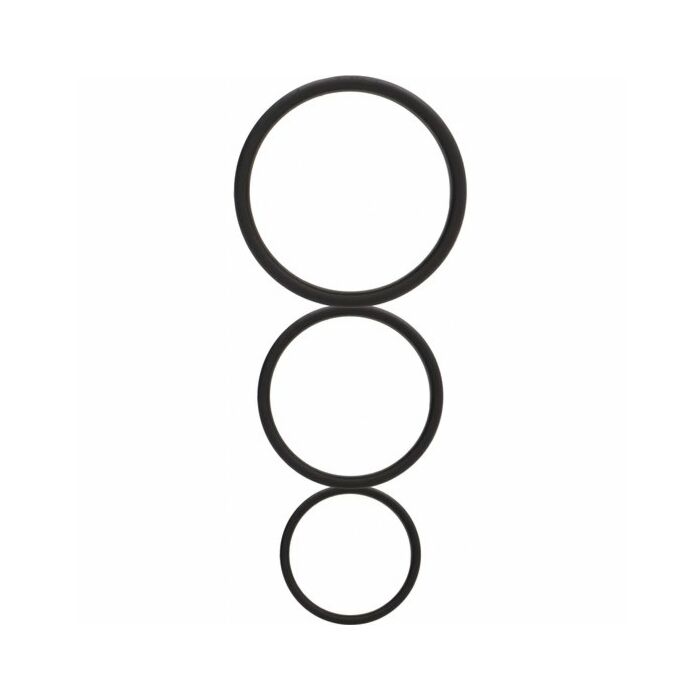 Set de 3 anillos planos silicona - negro