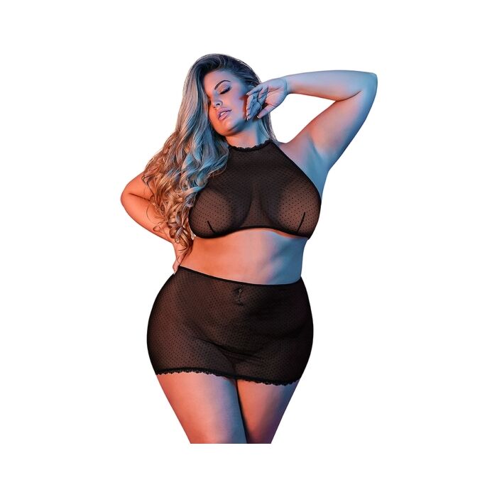 Blouse et minijupe sexytime - noir