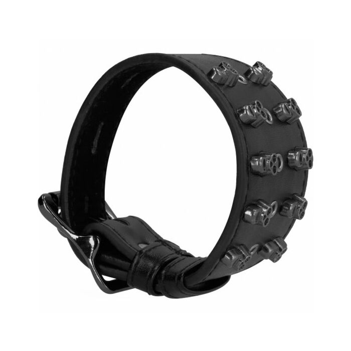 Ouch! skulls and bones. brazalete con puas negro mod ii