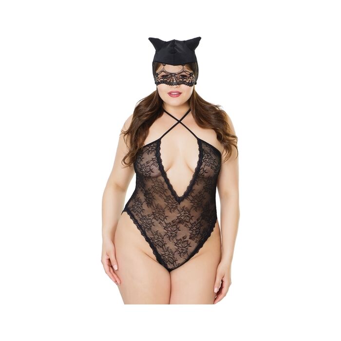 Body en dentelle à bretelles croisées - noir