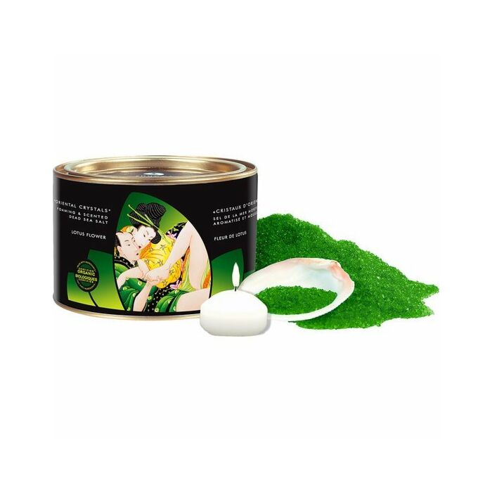 Shunga aromatisée et cristaux de sel mousseux de l'est