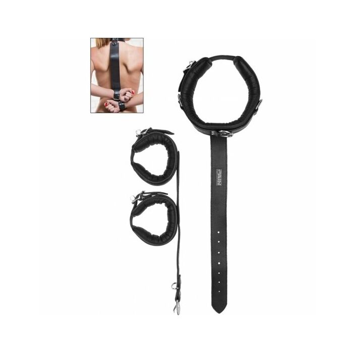 Manchette longue en cuir - noir