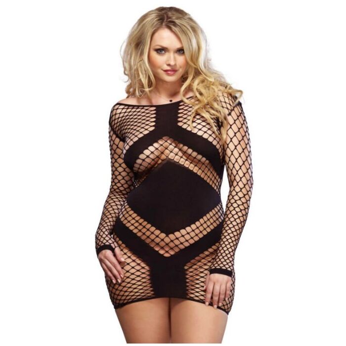 Leg avenue mini robe rouge à manches longues et noir