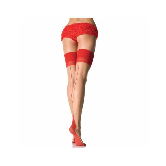 bas Leg Avenue avec talon cubain et couture dos rouge