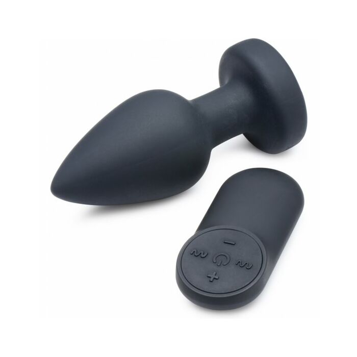 Plug anal vibrant en silicone-moyen-noir