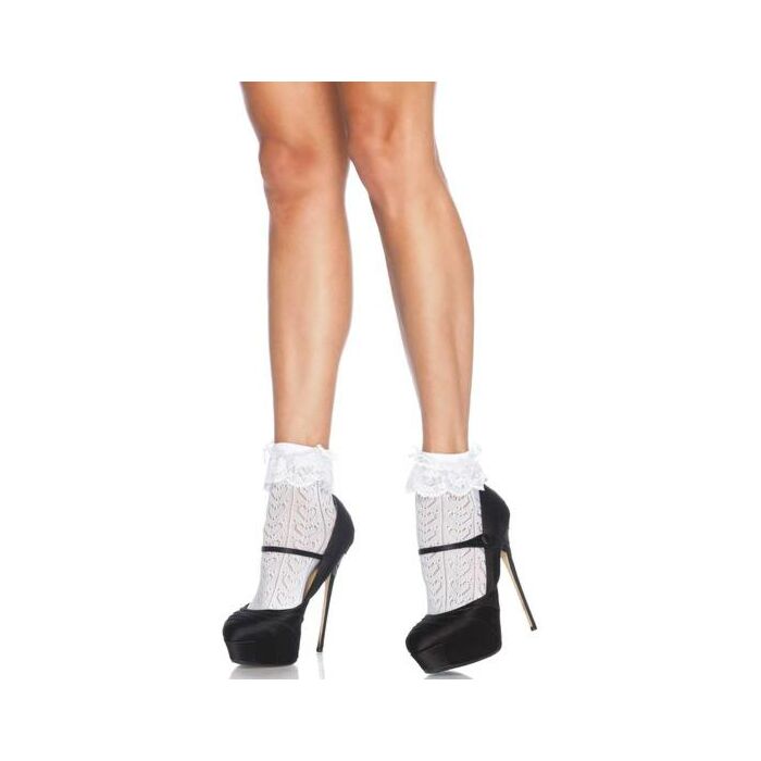 Leg avenue crochet chaussettes avec des coeurs blancs