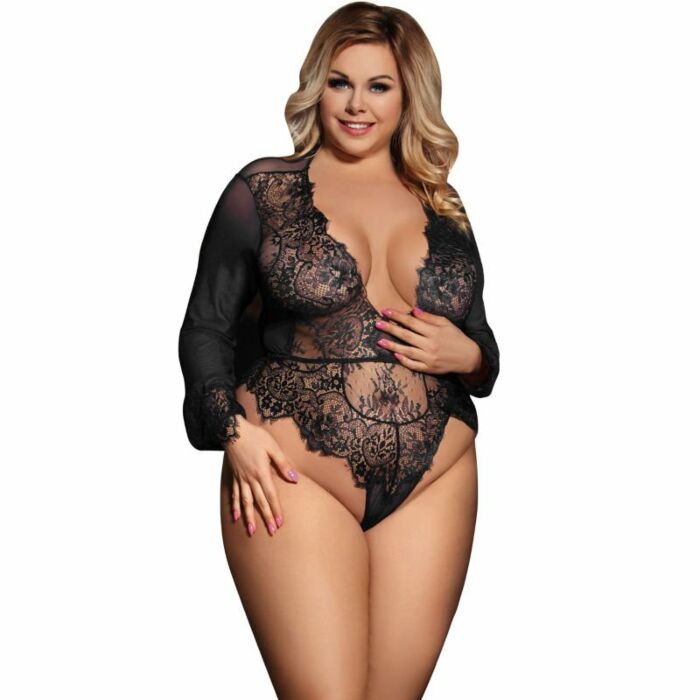 Subblime queen plus teddy escotado con flequitos