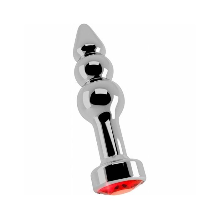 Rich anal r3 argent bouchon 10 cm avec saphir rouge