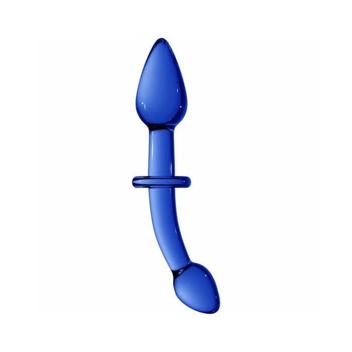 Doubler dildo de cristal azul