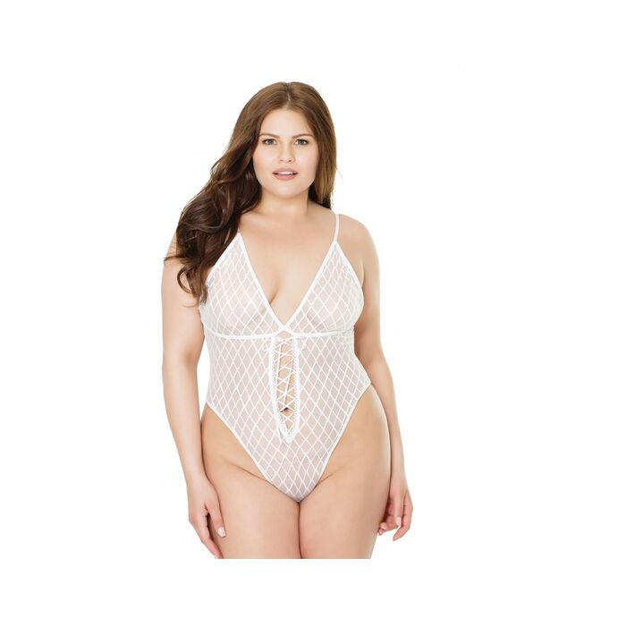 Body taille haute en résille - blanc