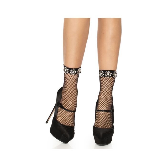 Chaussettes en maille avec strass - noir