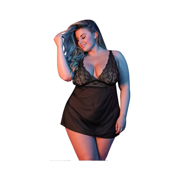 Sexytime - Chemise de nuit dos en V - Noir