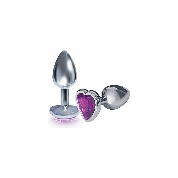 Plug acero inox con perla corazón - morado