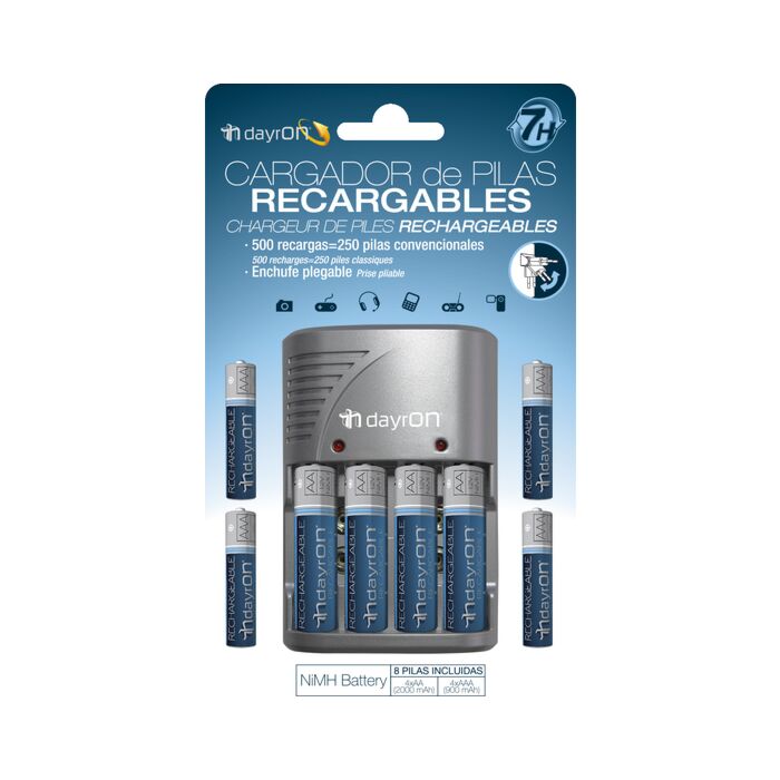 Chargeur pour 4 batteries avec 8 batteries incl. (4xr06 + 4xr03) dayron