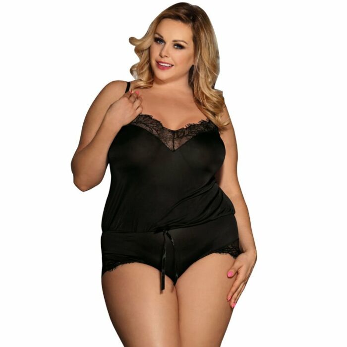 Subblime queen plus teddy negro de encajes florales