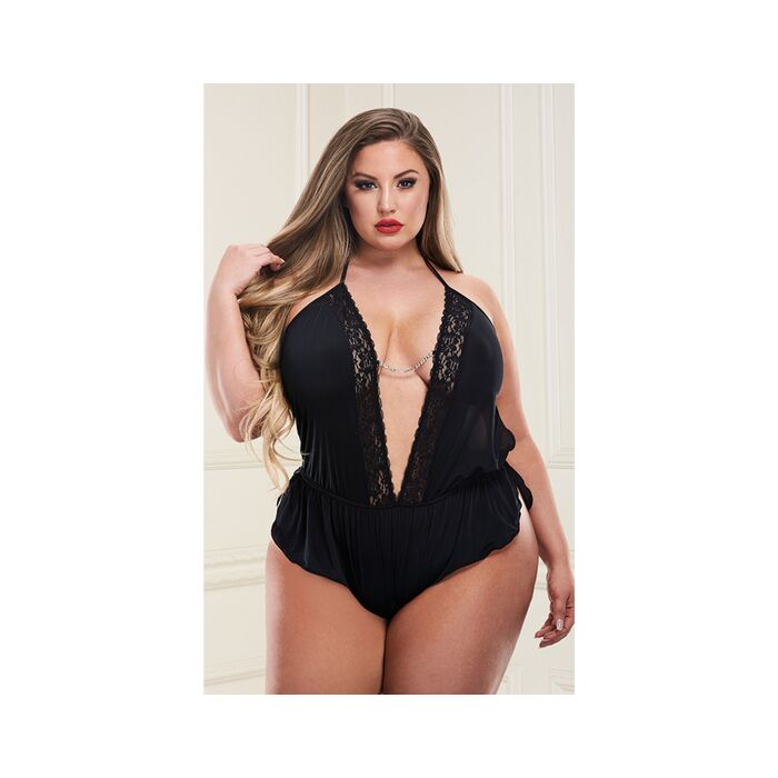 Body en satin sexy Baci - noir