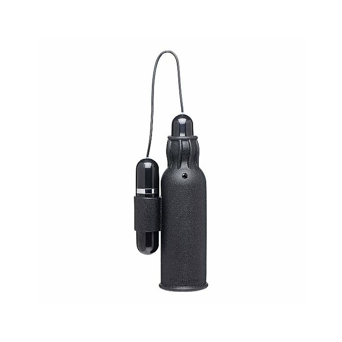 Lightning stroke silicone stroker with vibrating bullet - black