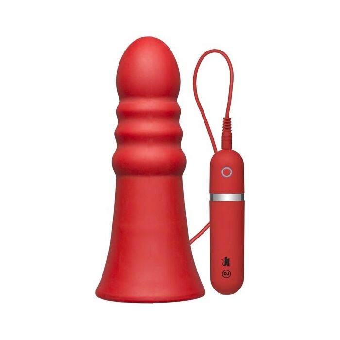 Plug vibrador de silicona 20 cm rojo