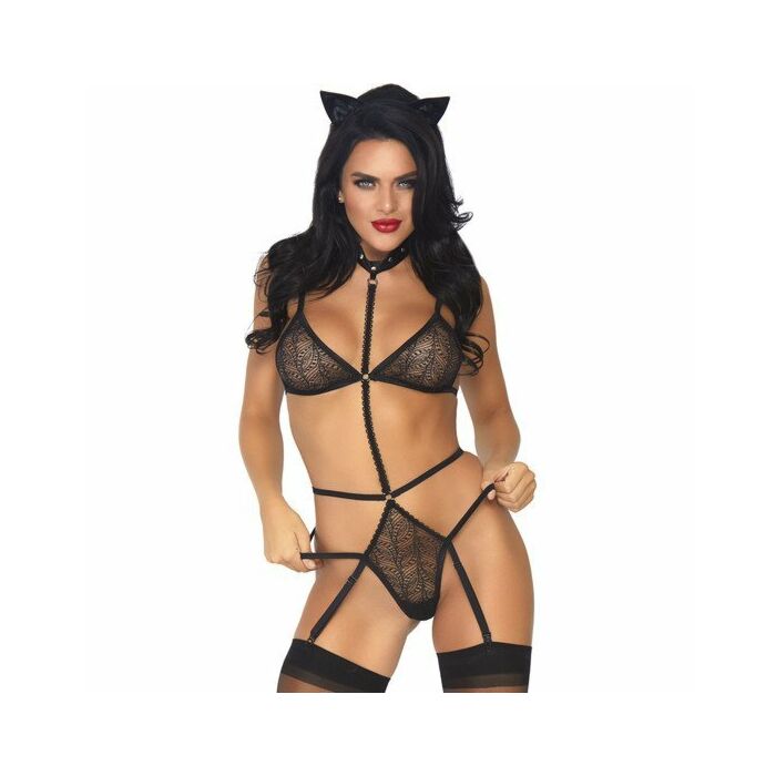 Conjunto gatita con ligueroos - negro