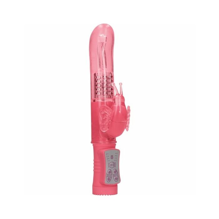 Vibrador rampante mariposa con rotación - rosa