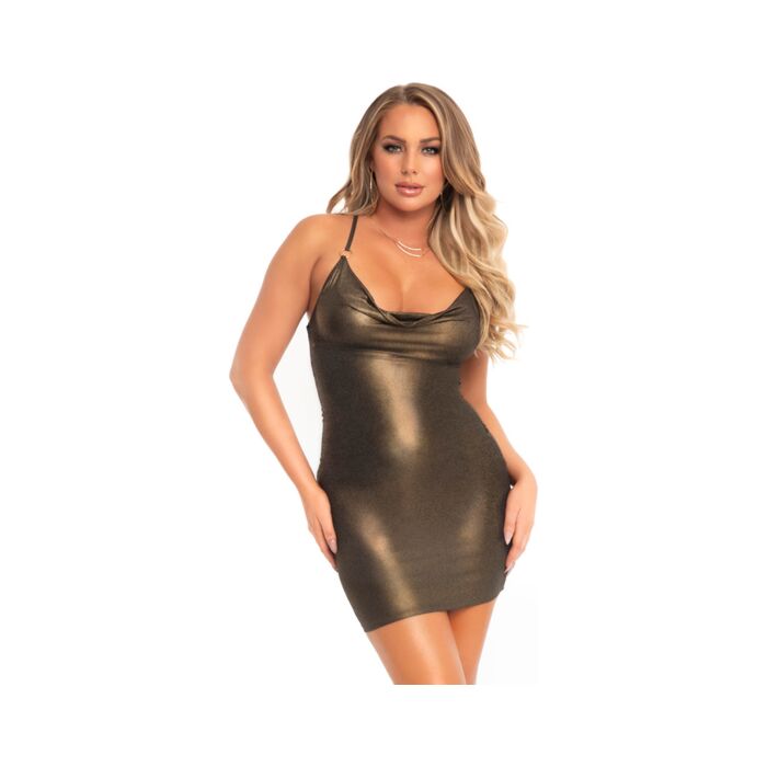 Robe scintillante à décolleté drapé - or