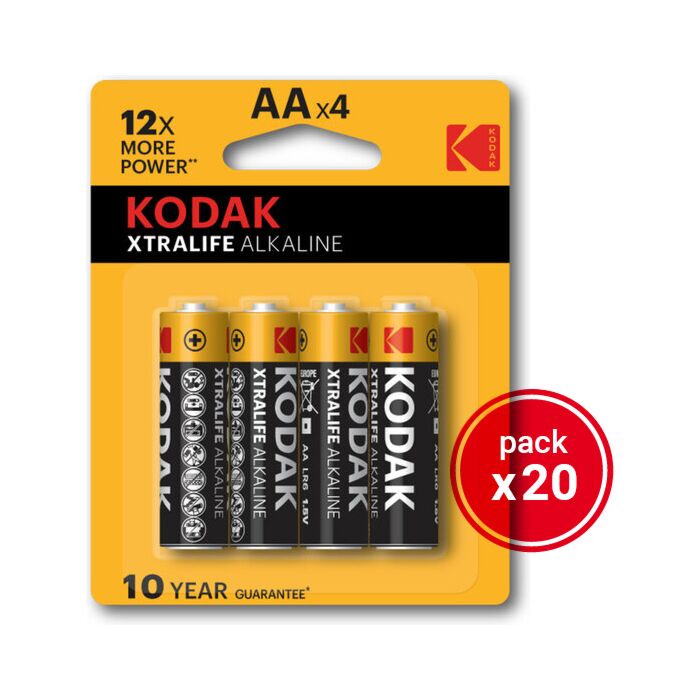 Kodak Xtralife Alcaline AA - 20 paquets de 4uds