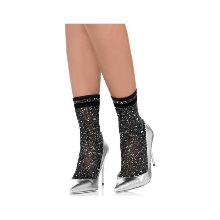 Leg avenue calcetines de tobillo lurex con rayas plateado