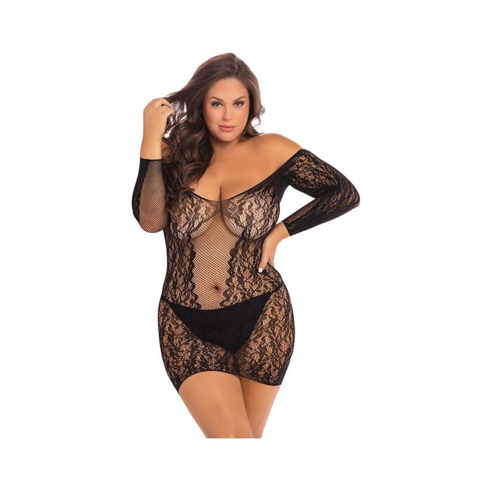 Robe courte à manches longues Demure - Noir