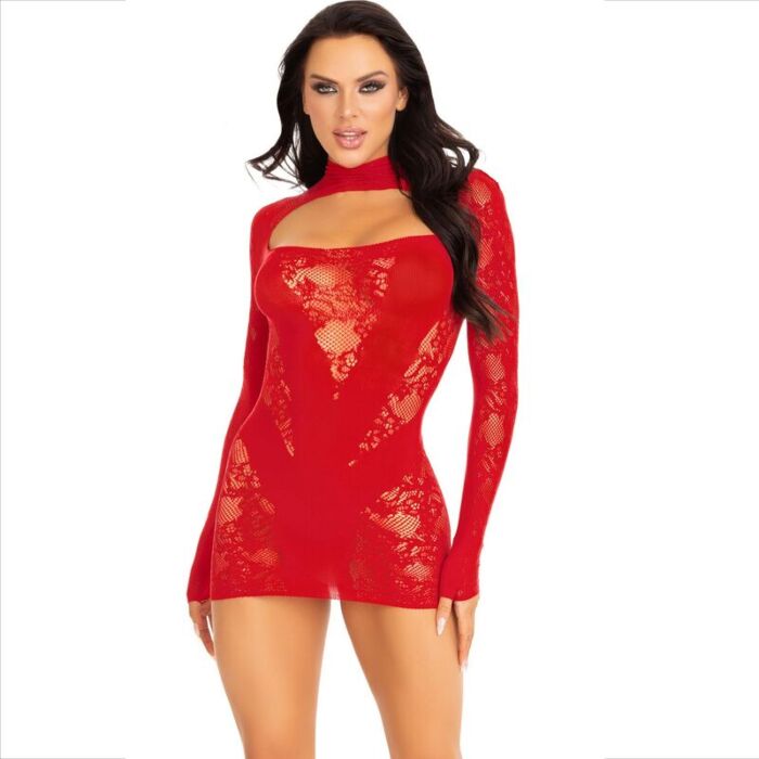 Mini robe en dentelle rouge Fire