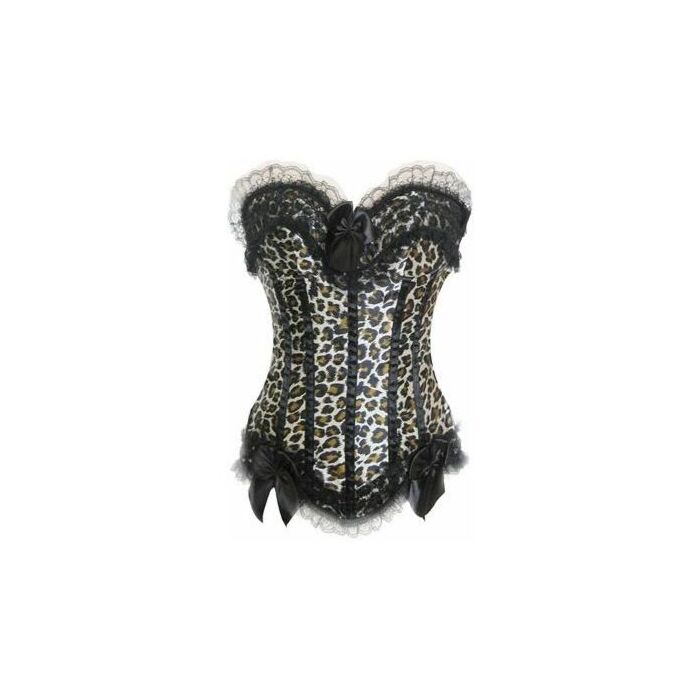 Corset Léopard en Dentelle à Volants