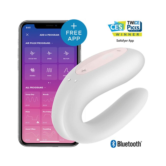 Satisfyer Double Joy avec l'application en or blanc / rose