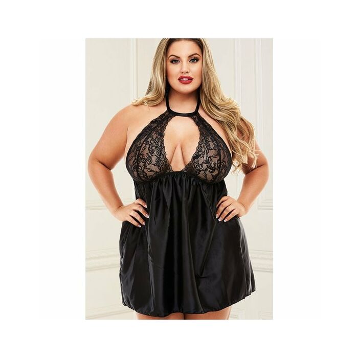 Babydoll picardias encaje - negro