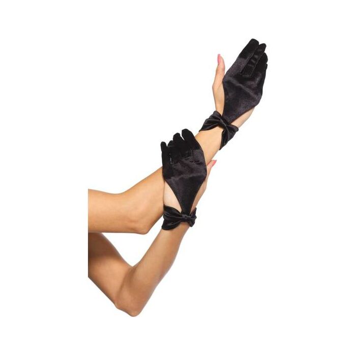 Leg avenue satin gants avec des détails arc visage noir