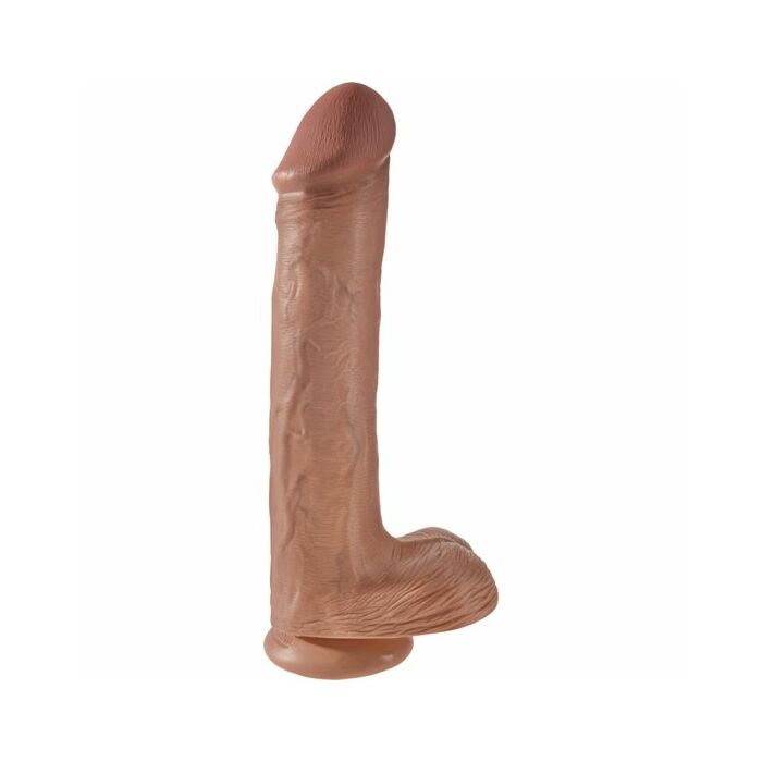 King cock pene realístico con testículos 33cm mulato