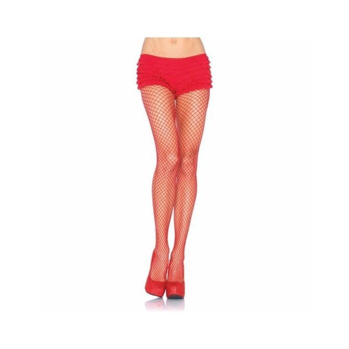 Leg Avenue Collant élastique Lycra grille rouge