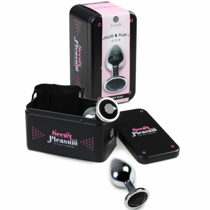 Plug anal noir en métal de taille moyenne