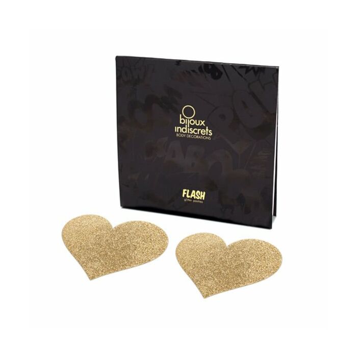 Cache-tétons Brillants Or Cœur