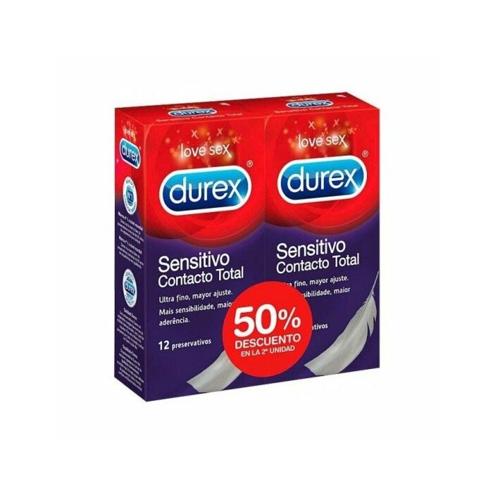 Durex duplo preservativos sensitivo contacto total, 2x12uds