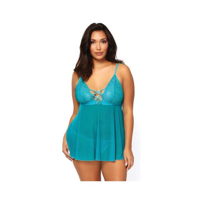 Leg avenue babydoll y tanga - azul