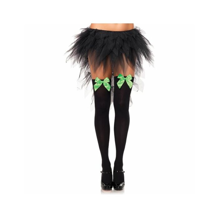 Leg avenue collants opaques noirs avec ruban vert