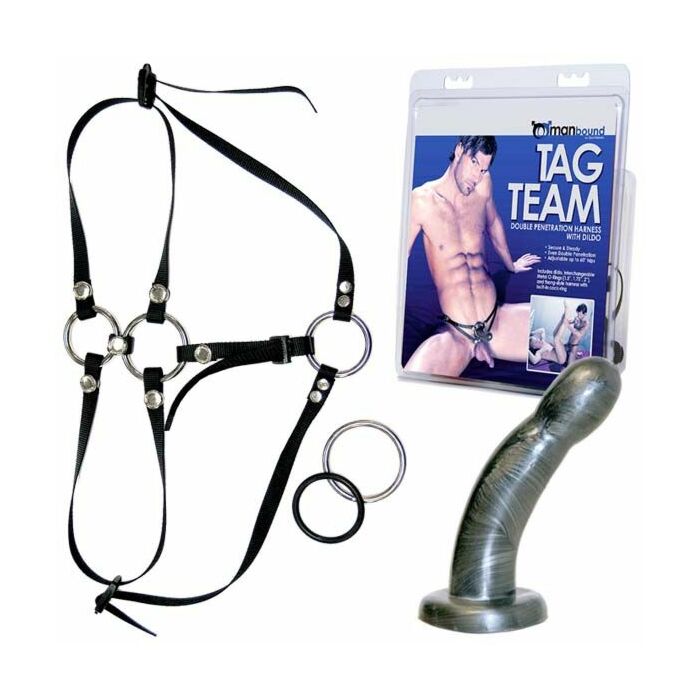 équipe de Tag à double pénétration Harnes c / gode Manbound
