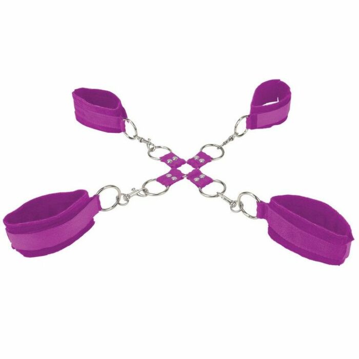Ouch menottes velcro mains et chevilles lilas