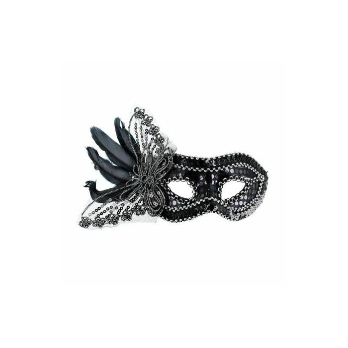 masque vénitien plumes de finition noire