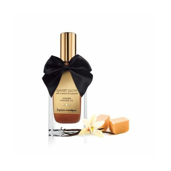 Huile de massage comestible paillettes coucher de soleil