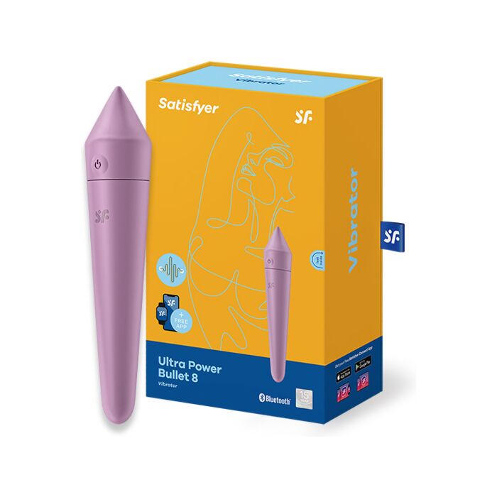 Satisfyer Ultra Power Bullet 8 avec App - Violet | Jouet érotique en silicone avec bluetooth et 12 programmes de vibration