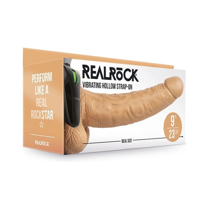 Realrock-Strap-On Creux Vibrant avec Testicules - 9''/ 23 cm
