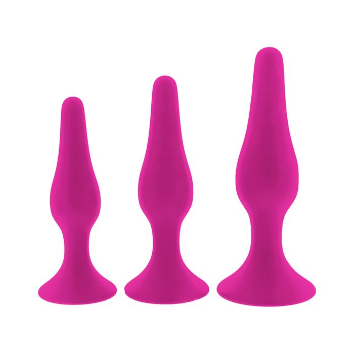 Kit de Séduction Anale Courbé - Ensemble de 3 Bouchons en Silicone
