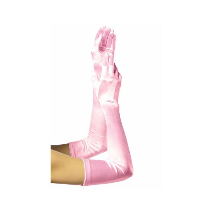 Leg avenue des gants de satin rose clair extra long