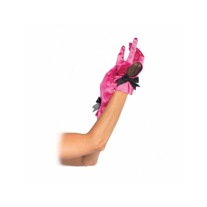 Leg avenue satin rose gants avec ouverture et réseau de boucle